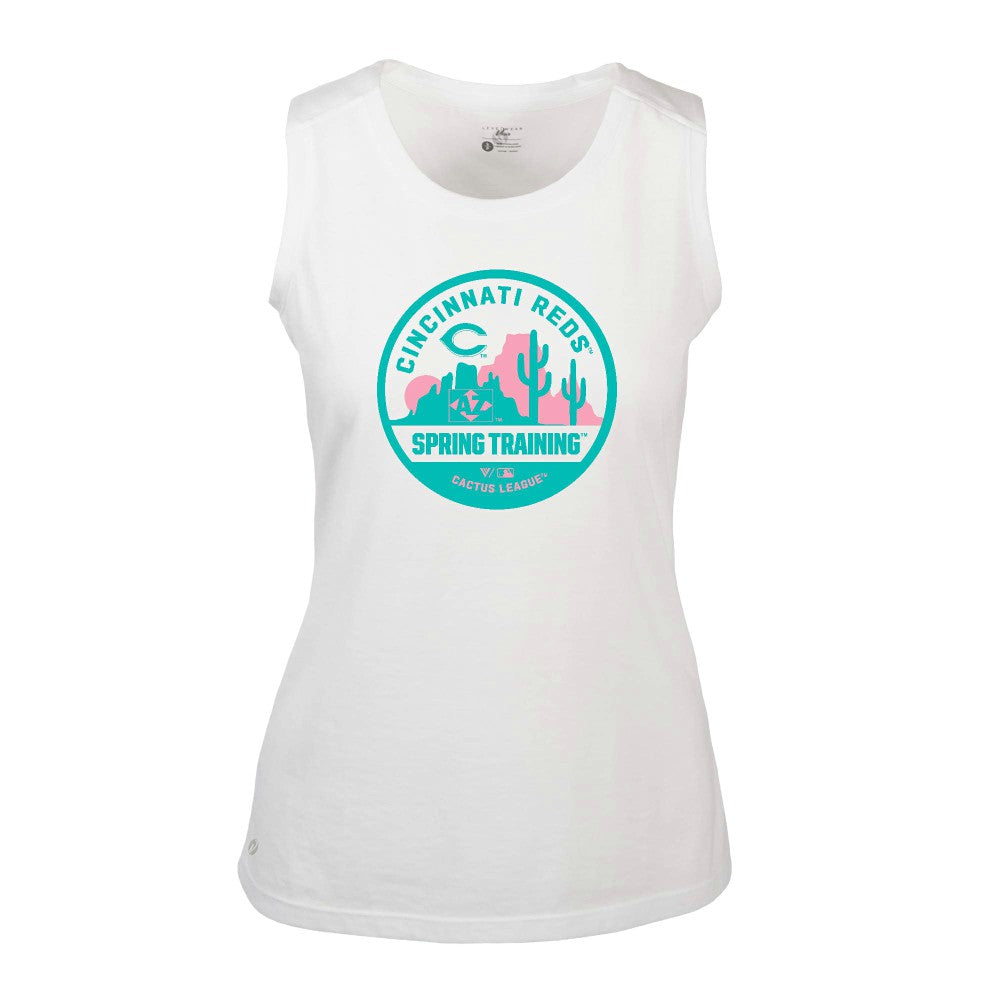Cincinnati Reds Levelwear Women's Macy Spring Training Badge Bold Tank Top | MLB US