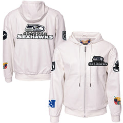 Seattle Seahawks  Jeff Hamilton Vegan Leather Full-Zip Hooded Jacket