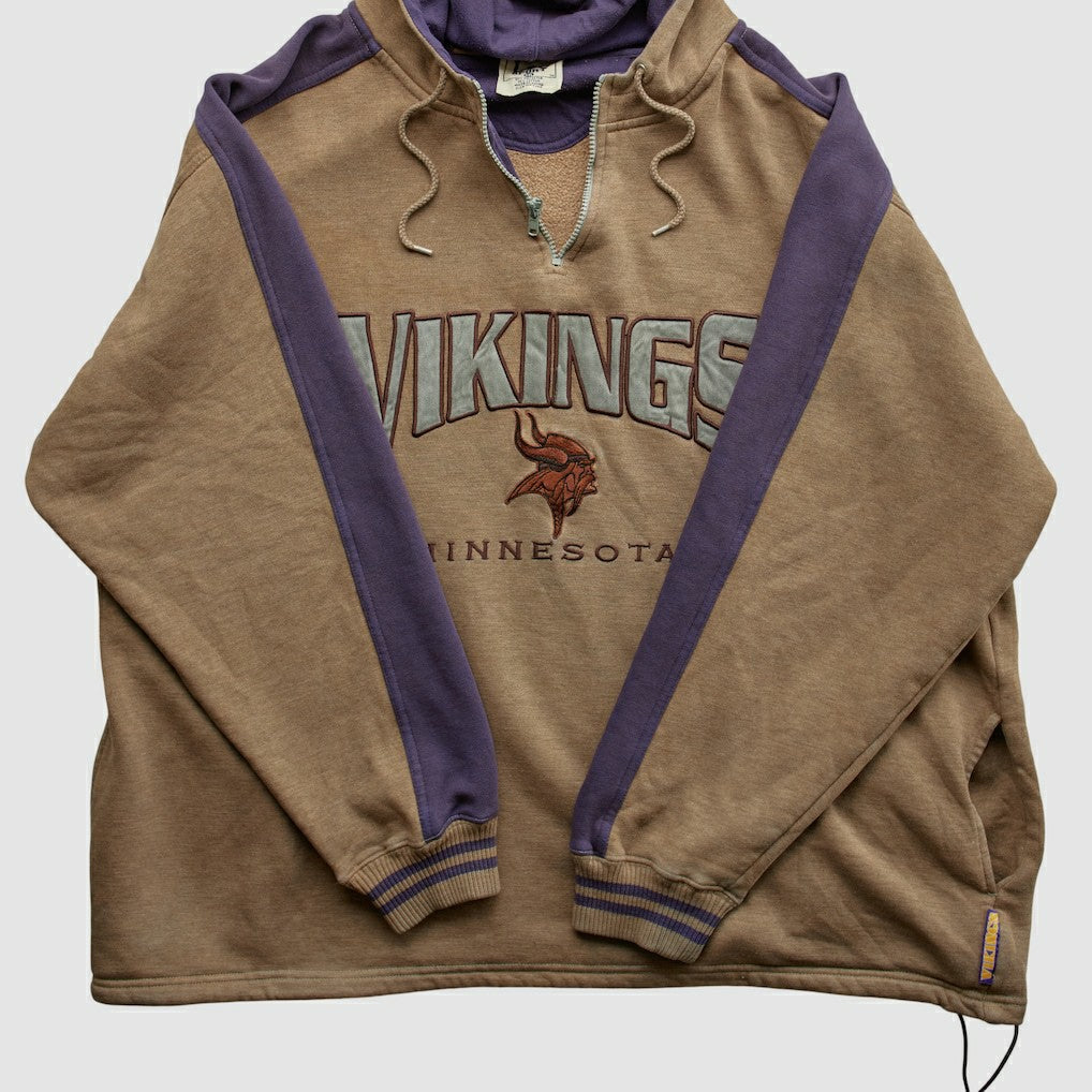 Minnesota Vikings Fanatics Lee Sport 90s Hooded 1/4 Zip Sweatshirt