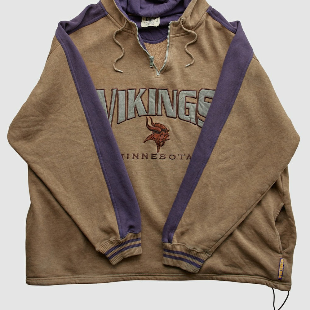 Minnesota Vikings Fanatics Lee Sport 90s Hooded 1/4 Zip Sweatshirt