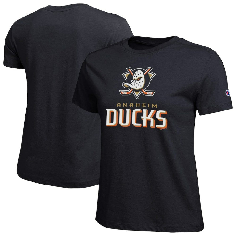 Anaheim Ducks Champion Women's Wordmark Lockup T-Shirt Outlet