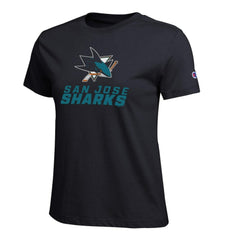 San Jose Sharks Champion Women's Wordmark Lockup T-Shirt For Sale