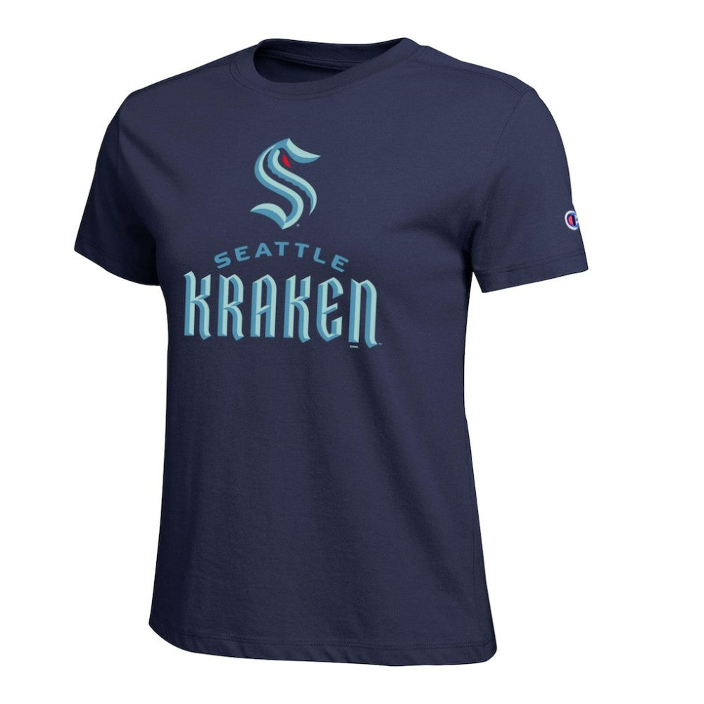 Seattle Kraken Champion Women's Wordmark Lockup T-Shirt On Sale