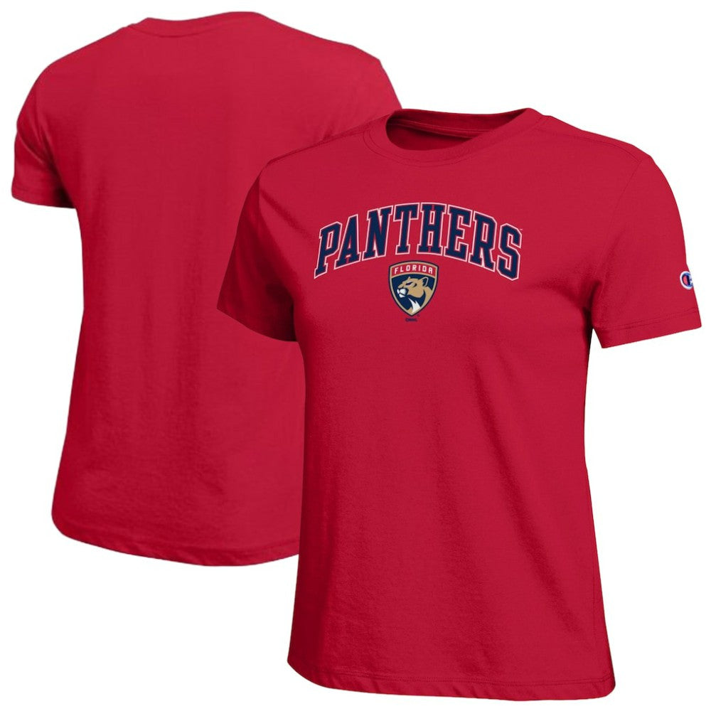 Florida Panthers Champion Women's Arch Mascot Logo T-Shirt On Sale