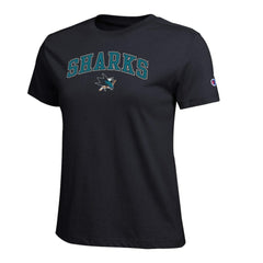 San Jose Sharks Champion Women's Arch Mascot Logo T-Shirt Discount