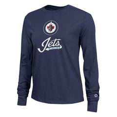 Winnipeg Jets Champion Women's Wordmark Lockup Long Sleeve T-Shirt For Sale