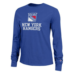 New York Rangers Champion Women's Wordmark Lockup Long Sleeve T-Shirt Discount