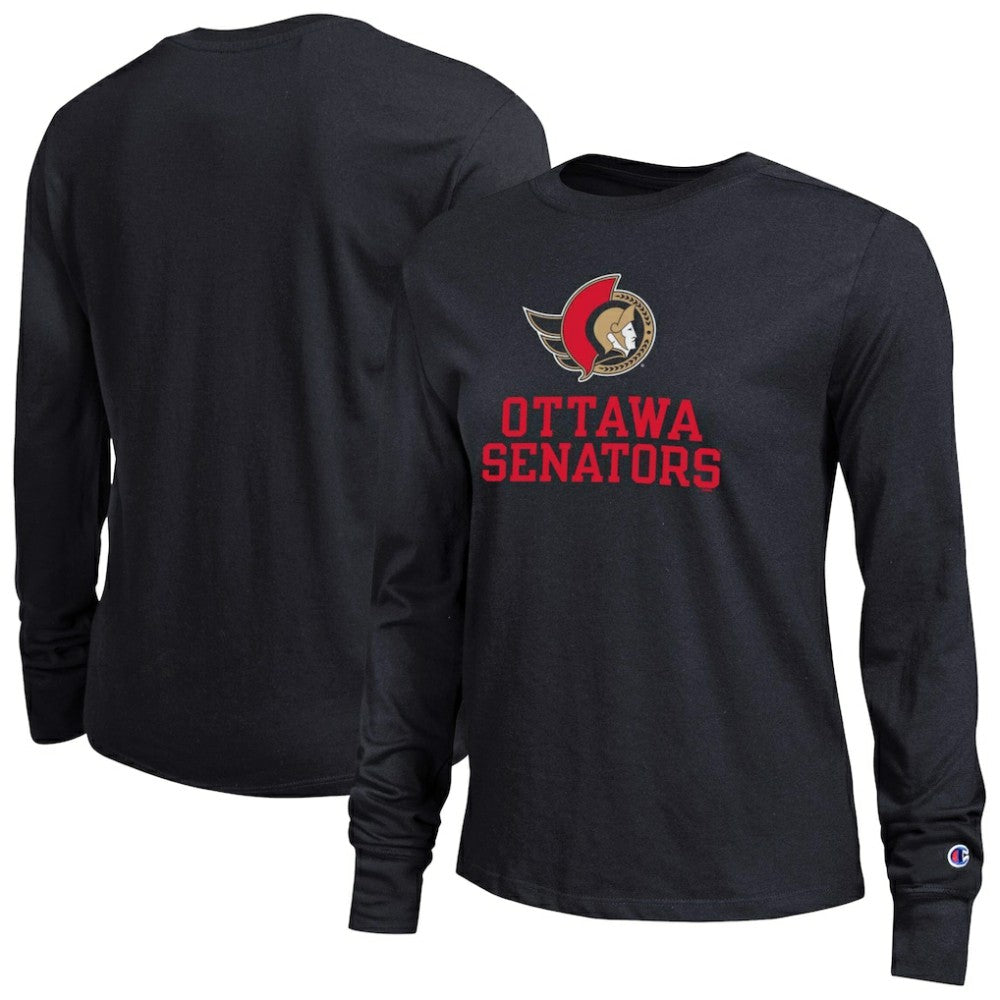Ottawa Senators Champion Women's Wordmark Lockup Long Sleeve T-Shirt Sale