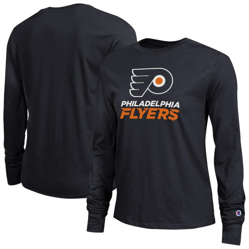Philadelphia Flyers Champion Women's Wordmark Lockup Long Sleeve T-Shirt Discount