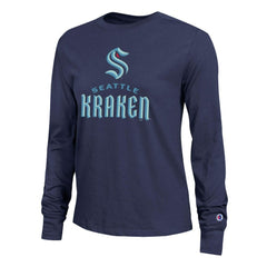 Seattle Kraken Champion Women's Wordmark Lockup Long Sleeve T-Shirt Sale