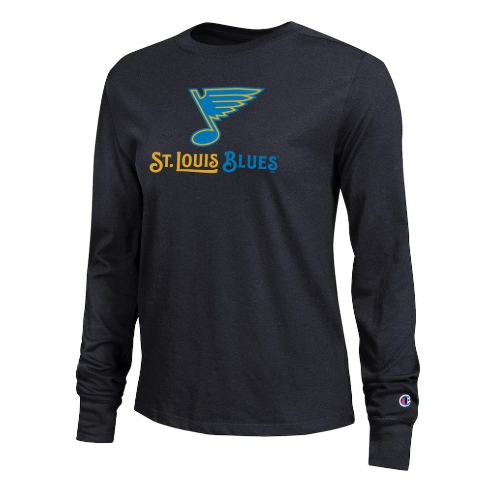 St. Louis Blues Champion Women's Wordmark Lockup Long Sleeve T-Shirt For Sale
