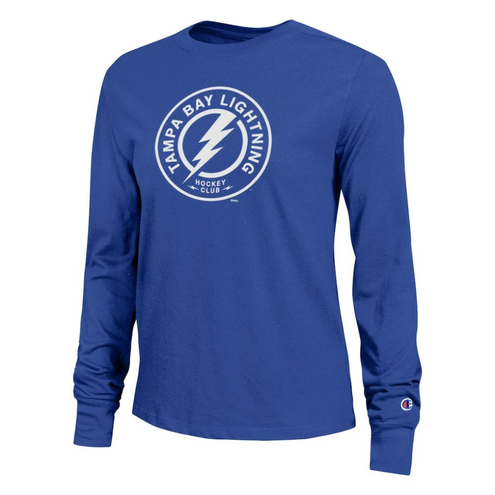 Tampa Bay Lightning Champion Women's Wordmark Lockup Long Sleeve T-Shirt Sale