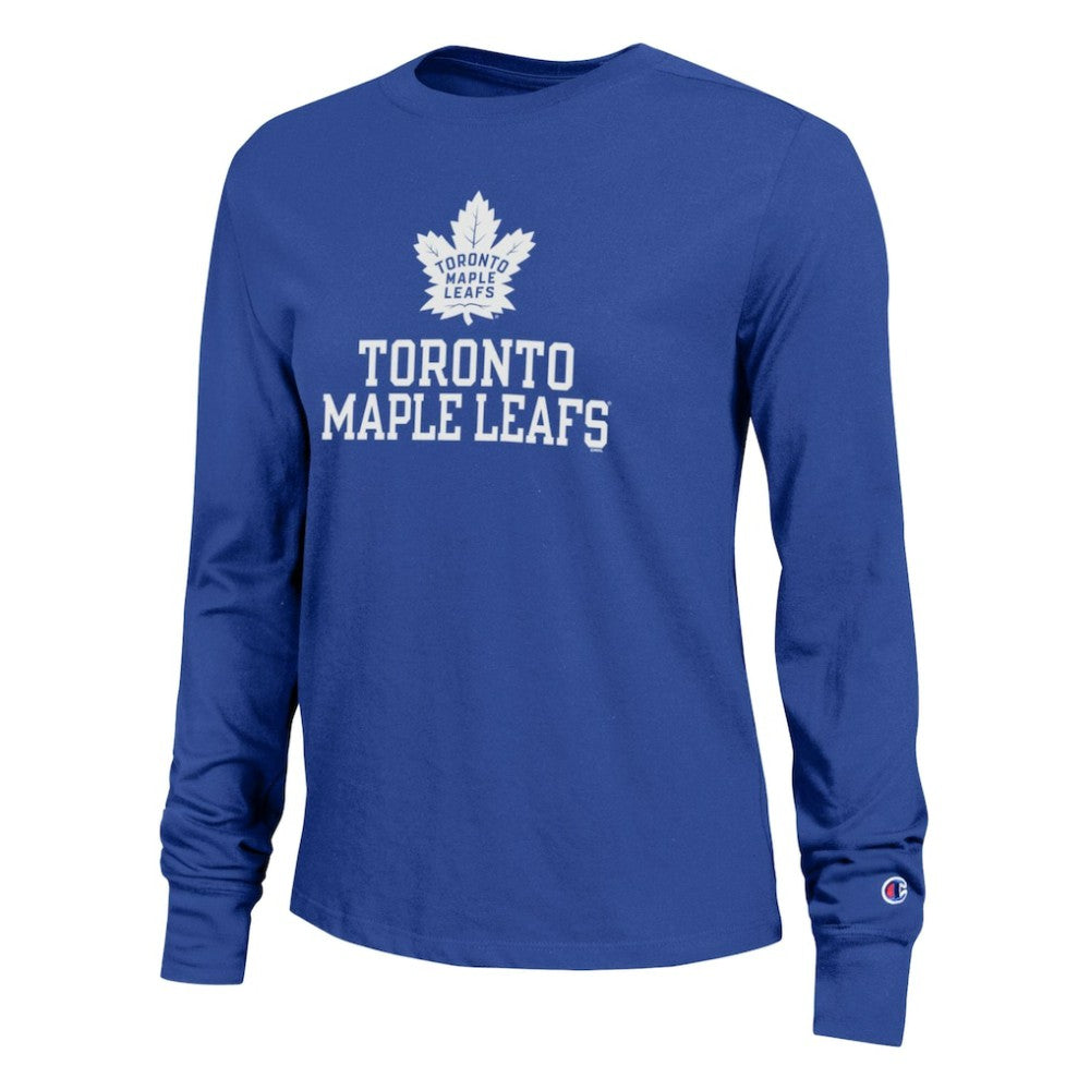 Toronto Maple Leafs Champion Women's Wordmark Lockup Long Sleeve T-Shirt Discount