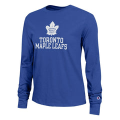 Toronto Maple Leafs Champion Women's Wordmark Lockup Long Sleeve T-Shirt Discount