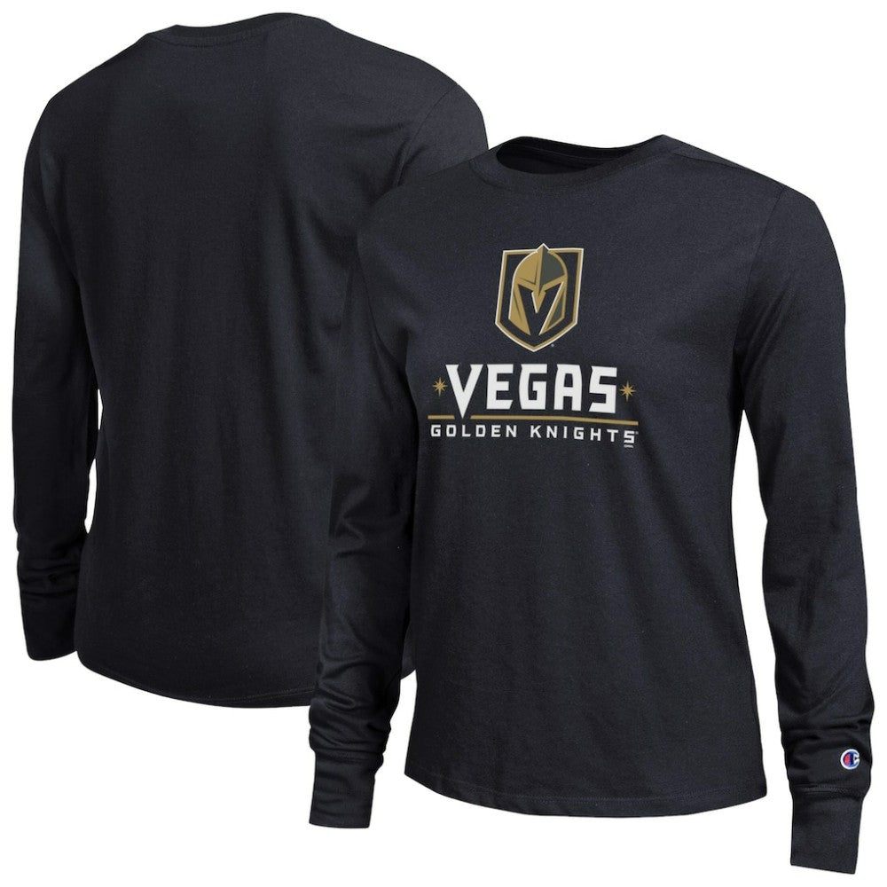 Vegas Golden Knights Champion Women's Wordmark Lockup Long Sleeve T-Shirt Sale