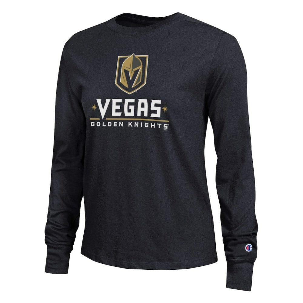 Vegas Golden Knights Champion Women's Wordmark Lockup Long Sleeve T-Shirt Sale
