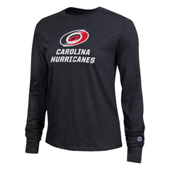 Carolina Hurricanes Champion Women's Wordmark Lockup Long Sleeve T-Shirt Sale