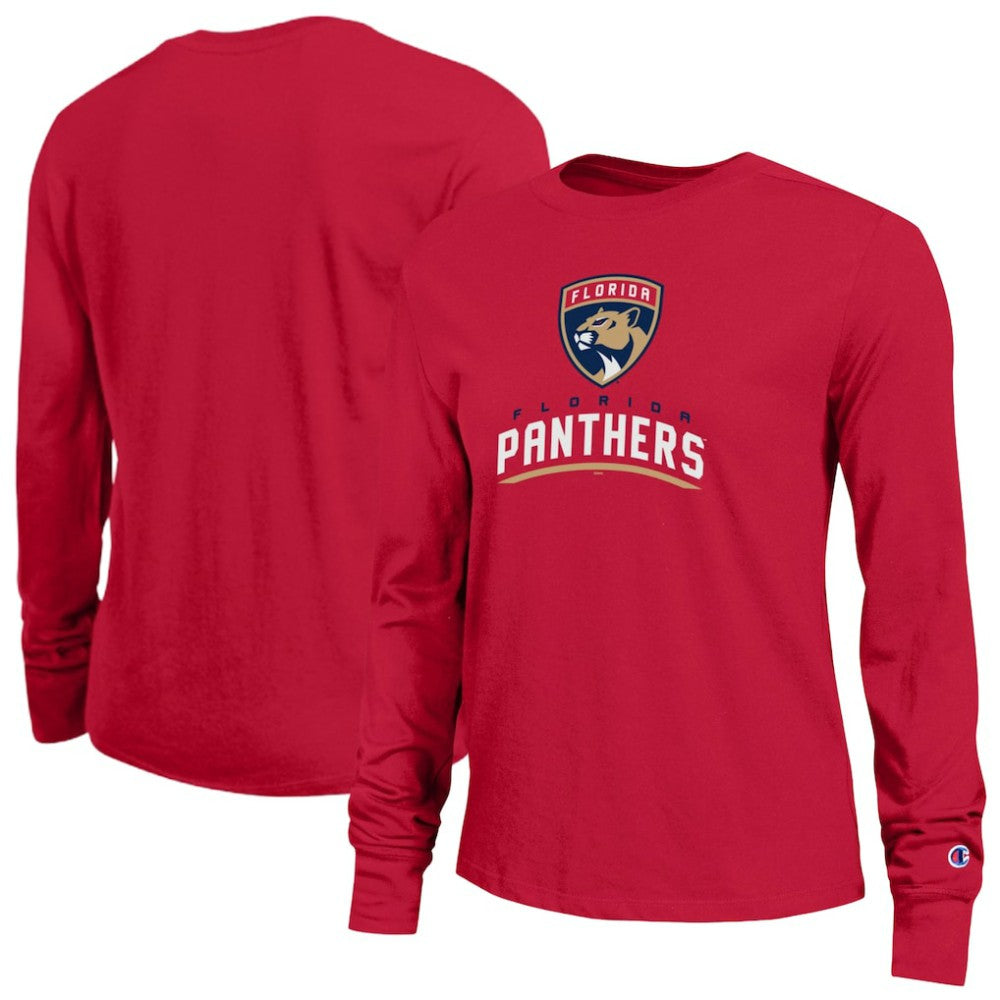 Florida Panthers Champion Women's Wordmark Lockup Long Sleeve T-Shirt Sale