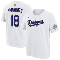 Yoshinobu Yamamoto Los Angeles Dodgers Nike Youth 2026 Gold Collection Name & Number T-Shirt | MLB New