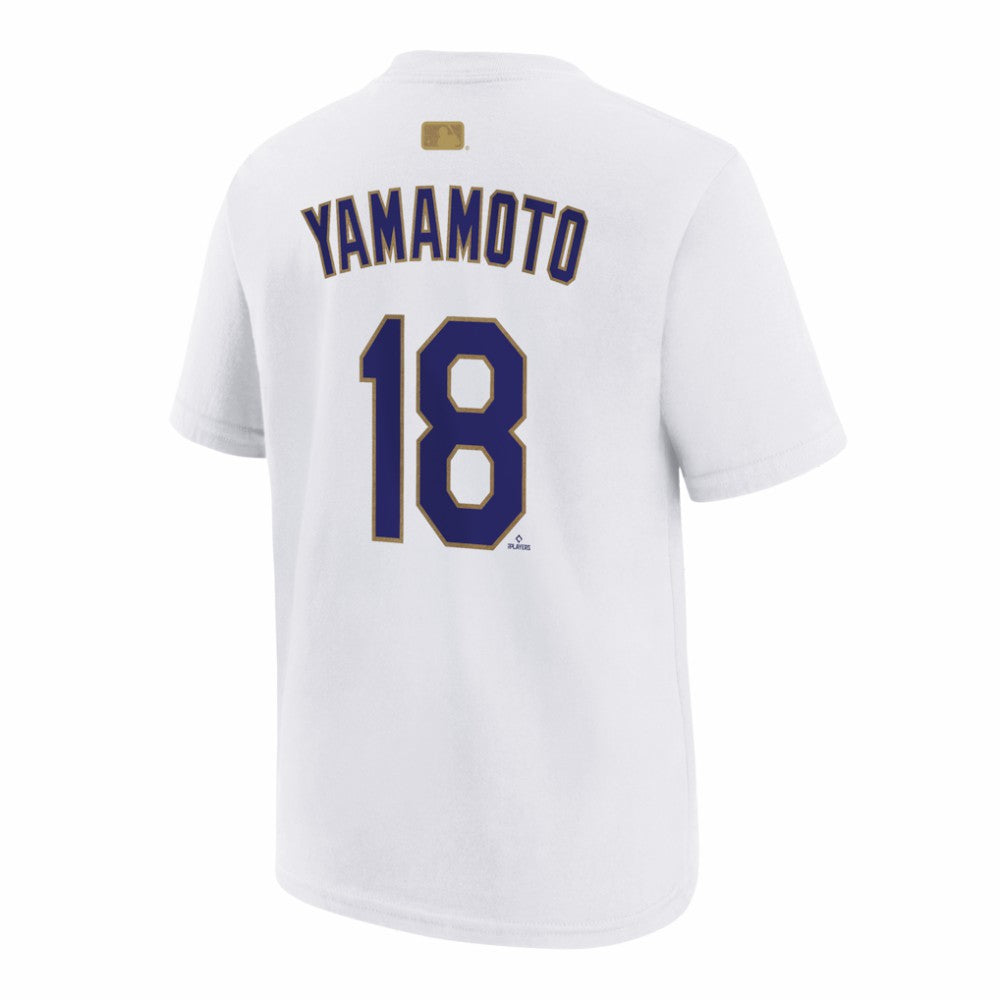Yoshinobu Yamamoto Los Angeles Dodgers Nike Youth 2026 Gold Collection Name & Number T-Shirt | MLB New