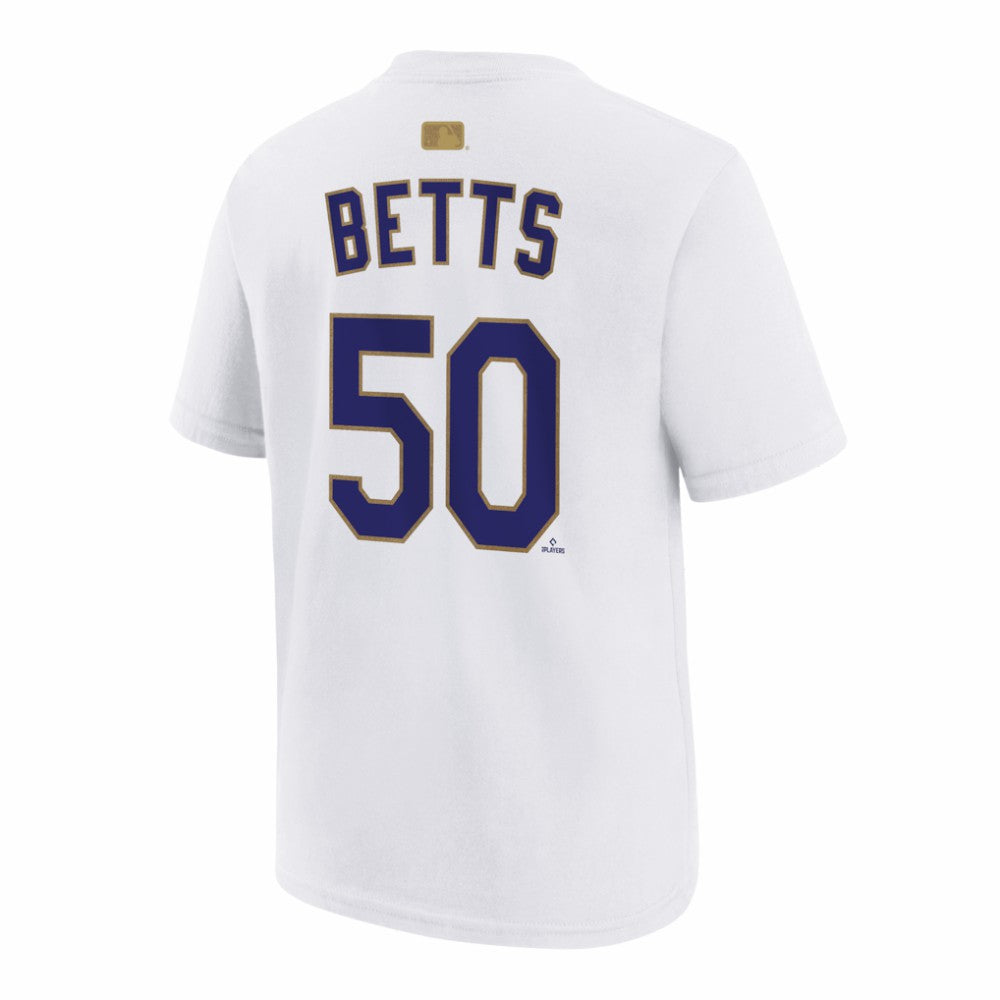 Mookie Betts Los Angeles Dodgers Nike Youth 2026 Gold Collection Name & Number T-Shirt | MLB Outlet