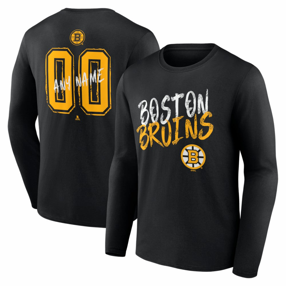 Boston Bruins Hustle Personalized Name & Number Long Sleeve T-Shirt For Sale