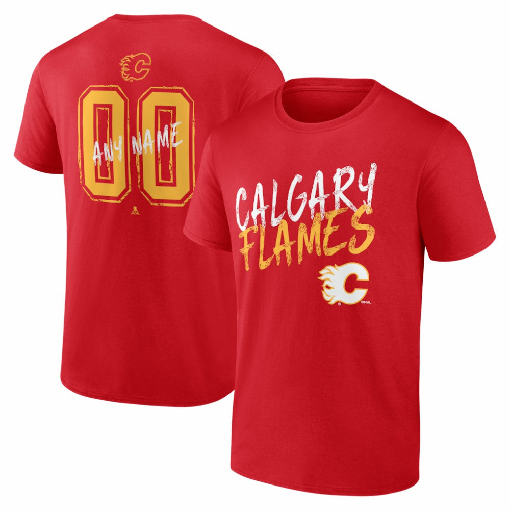 Calgary Flames Hustle Personalized Name & Number T-Shirt On Sale