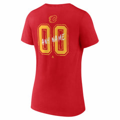 Calgary Flames Women's Hustle Personalized Name & Number V-Neck T-Shirt Sale