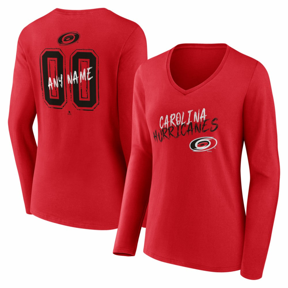 Carolina Hurricanes Women's Hustle Personalized Name & Number Long Sleeve V-Neck T-Shirt Outlet