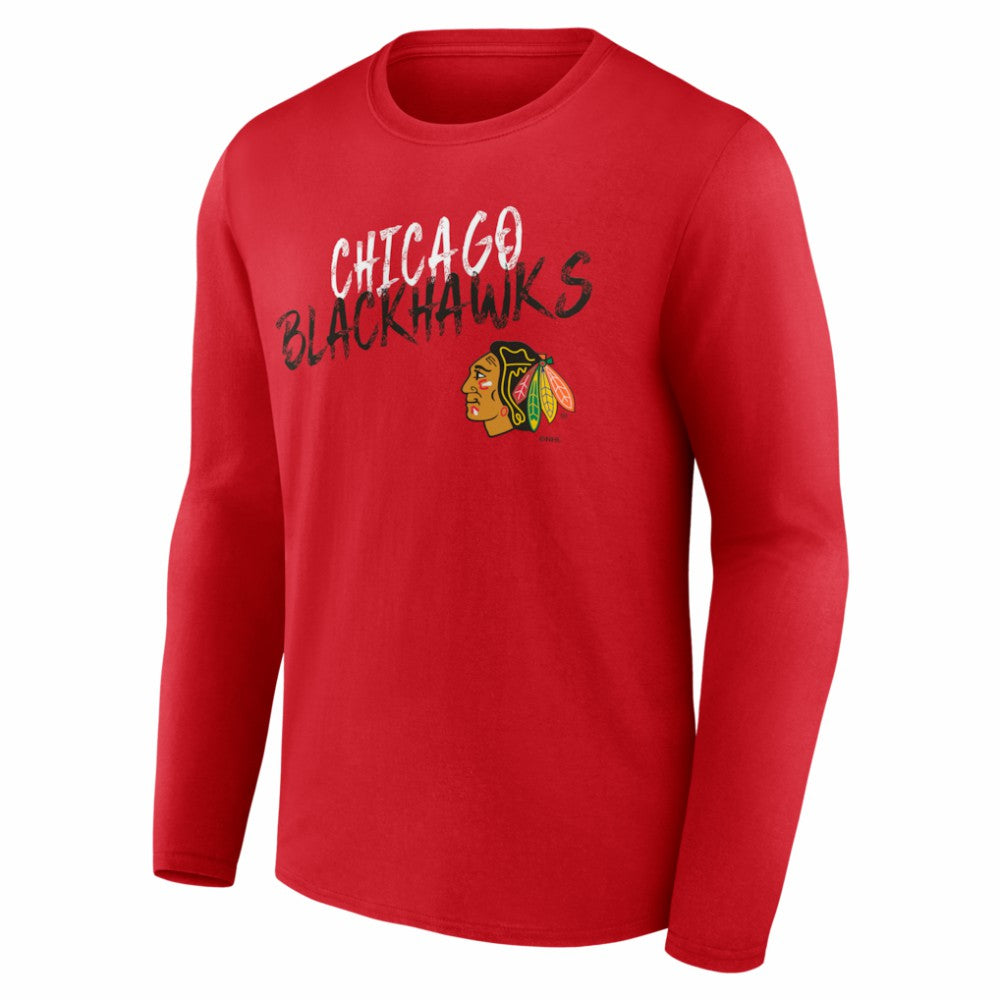 Chicago Blackhawks Hustle Personalized Name & Number Long Sleeve T-Shirt On Sale
