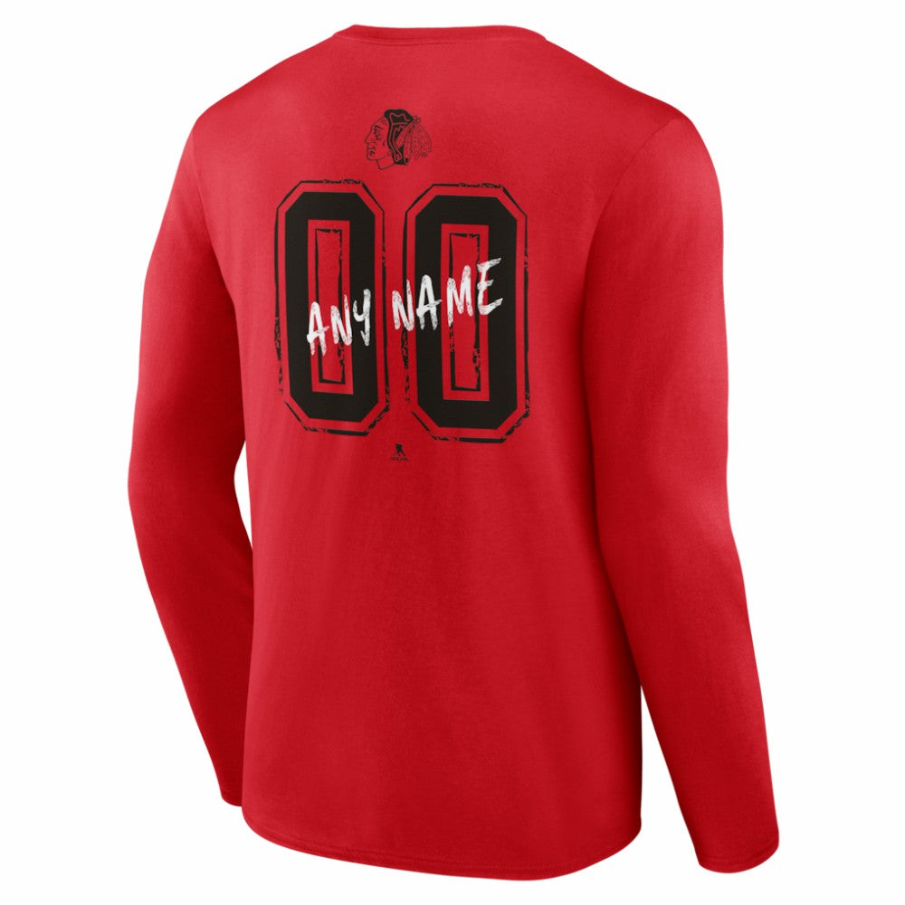 Chicago Blackhawks Hustle Personalized Name & Number Long Sleeve T-Shirt On Sale
