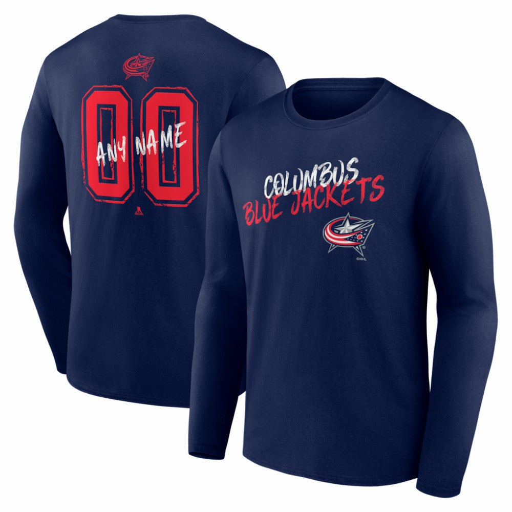 Columbus Blue Jackets Hustle Personalized Name & Number Long Sleeve T-Shirt Outlet