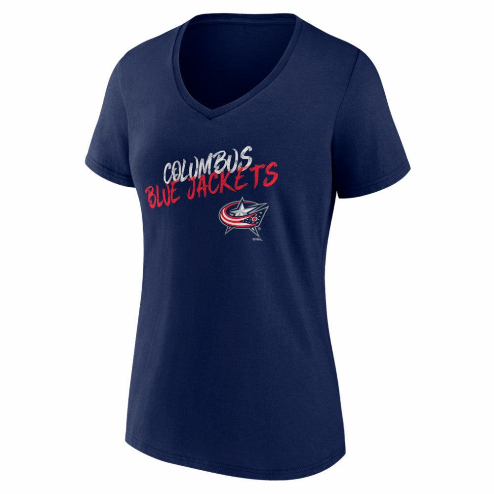 Columbus Blue Jackets Women's Hustle Personalized Name & Number V-Neck T-Shirt For Sale