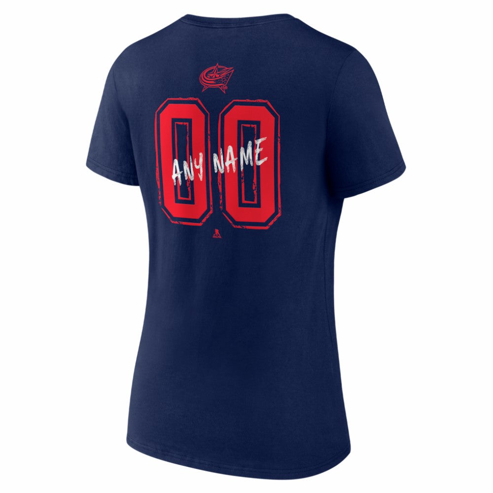 Columbus Blue Jackets Women's Hustle Personalized Name & Number V-Neck T-Shirt For Sale
