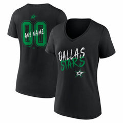 Dallas Stars Women's Hustle Personalized Name & Number V-Neck T-Shirt For Sale
