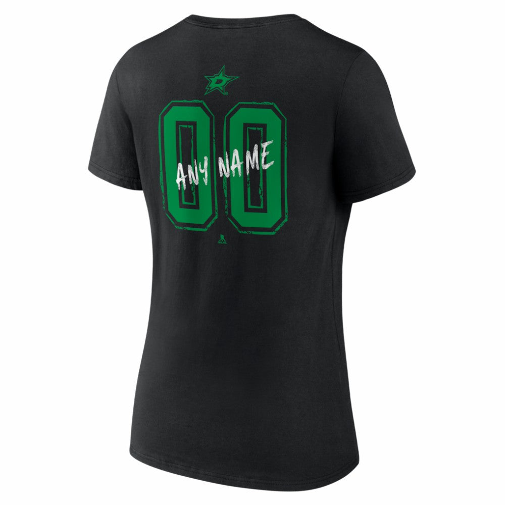 Dallas Stars Women's Hustle Personalized Name & Number V-Neck T-Shirt For Sale