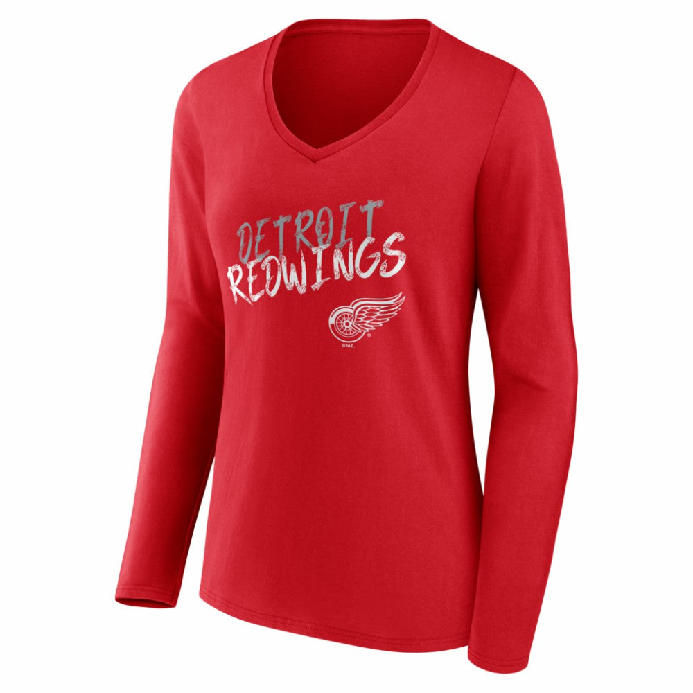 Detroit Red Wings Women's Hustle Personalized Name & Number Long Sleeve V-Neck T-Shirt Discount