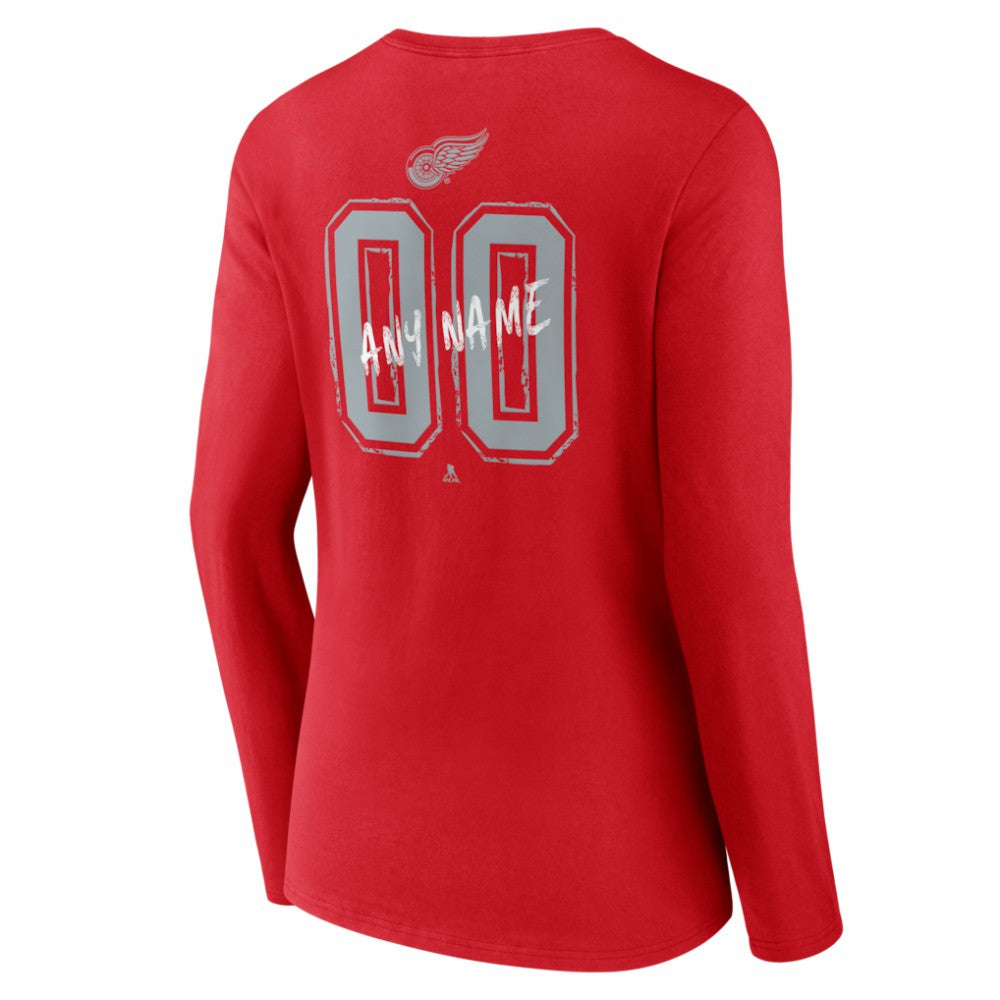 Detroit Red Wings Women's Hustle Personalized Name & Number Long Sleeve V-Neck T-Shirt Discount
