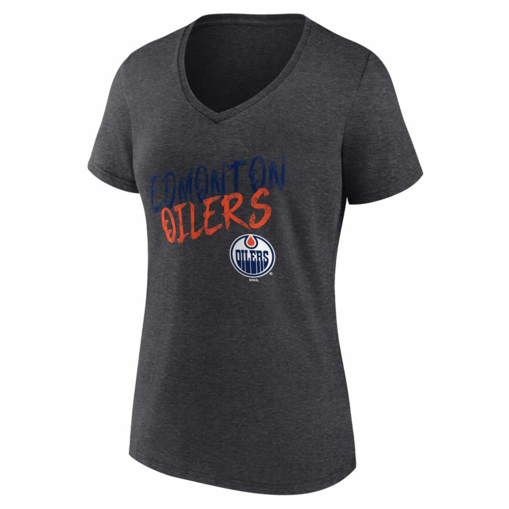 Edmonton Oilers Women's Hustle Personalized Name & Number V-Neck T-Shirt Sale