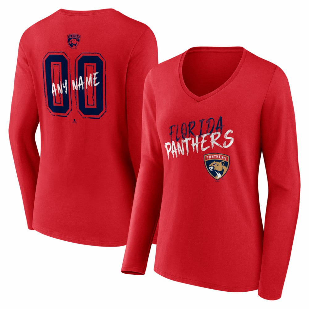 Florida Panthers Women's Hustle Personalized Name & Number Long Sleeve V-Neck T-Shirt Outlet