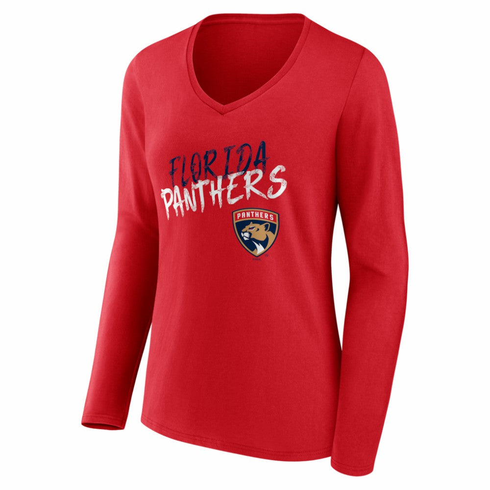 Florida Panthers Women's Hustle Personalized Name & Number Long Sleeve V-Neck T-Shirt Outlet