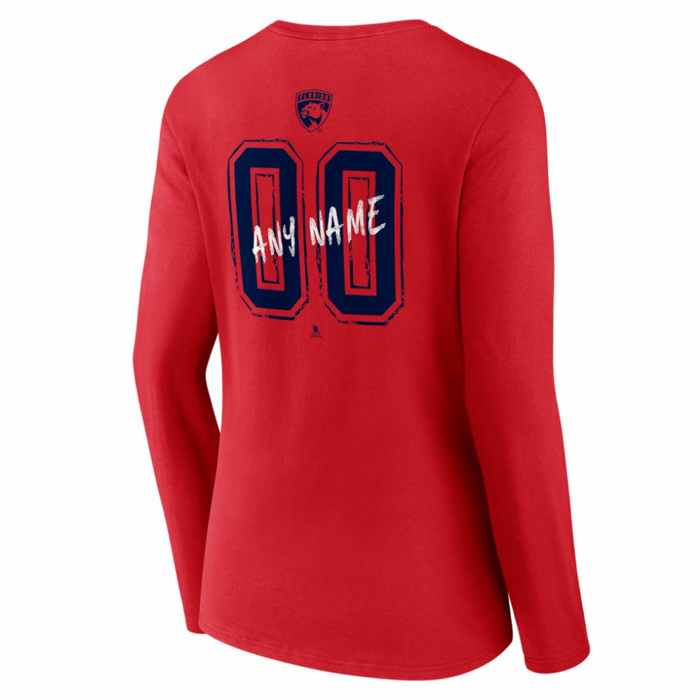 Florida Panthers Women's Hustle Personalized Name & Number Long Sleeve V-Neck T-Shirt Outlet