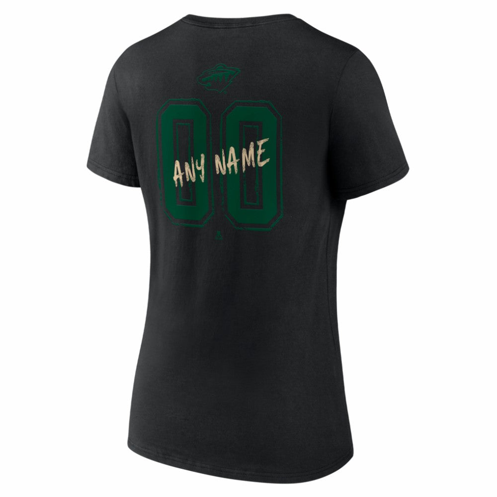 Minnesota Wild Women's Hustle Personalized Name & Number V-Neck T-Shirt Sale