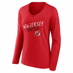 New Jersey Devils Women's Hustle Personalized Name & Number Long Sleeve V-Neck T-Shirt For Sale