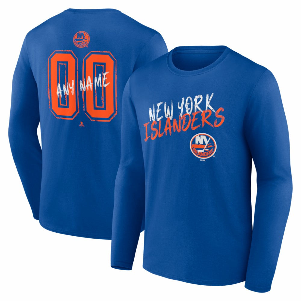 New York Islanders Hustle Personalized Name & Number Long Sleeve T-Shirt For Sale