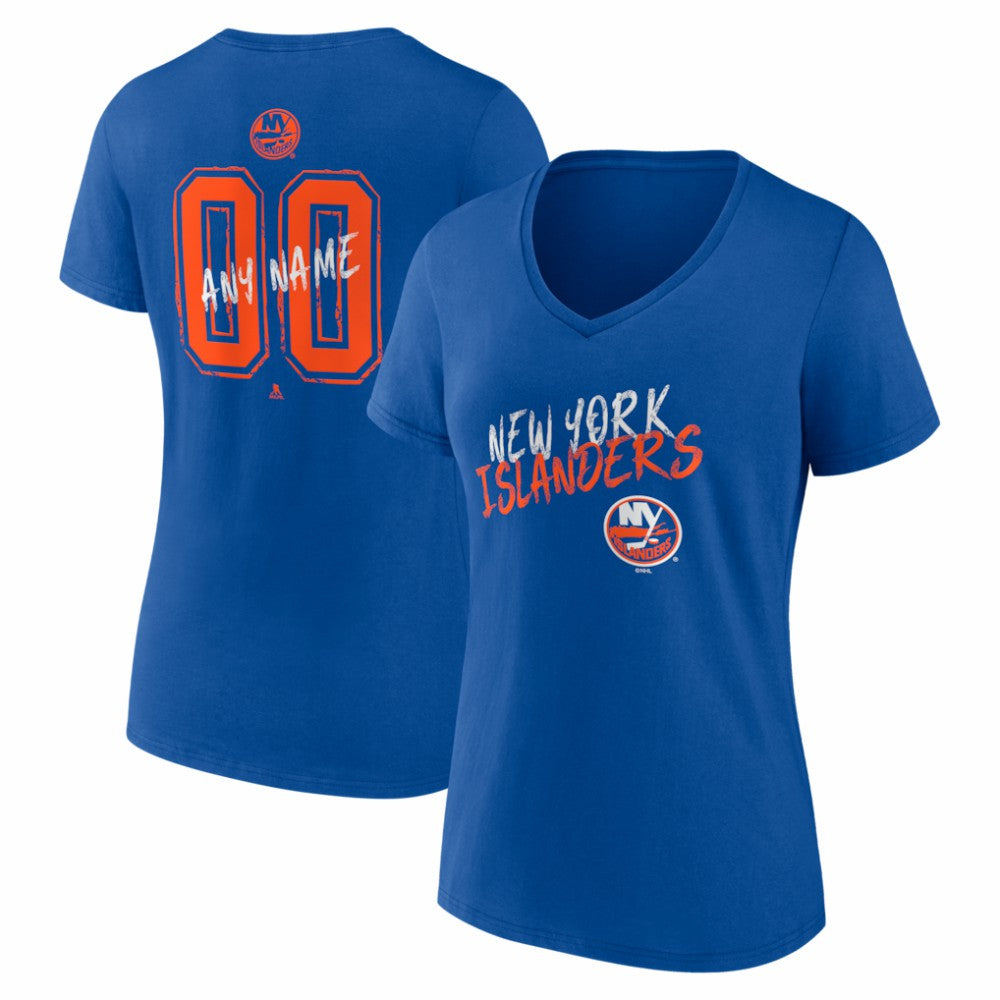 New York Islanders Women's Hustle Personalized Name & Number V-Neck T-Shirt Outlet