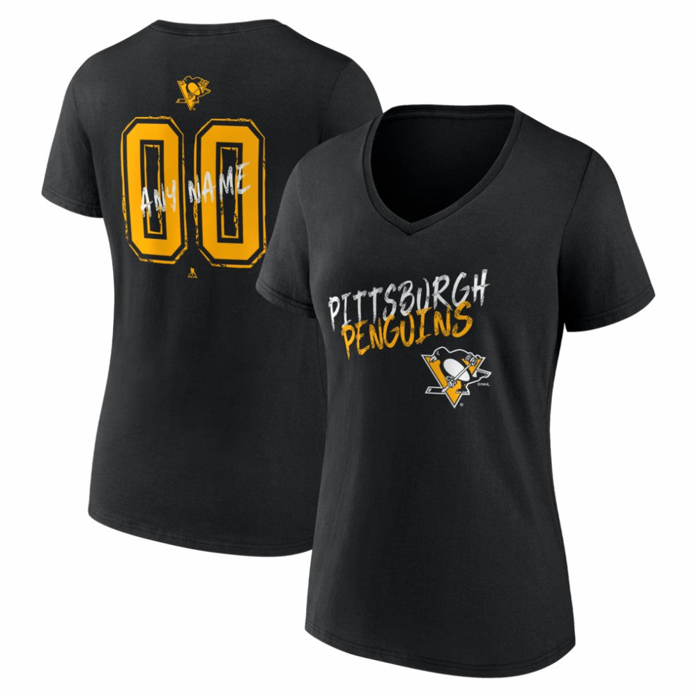 Pittsburgh Penguins Women's Hustle Personalized Name & Number V-Neck T-Shirt On Sale