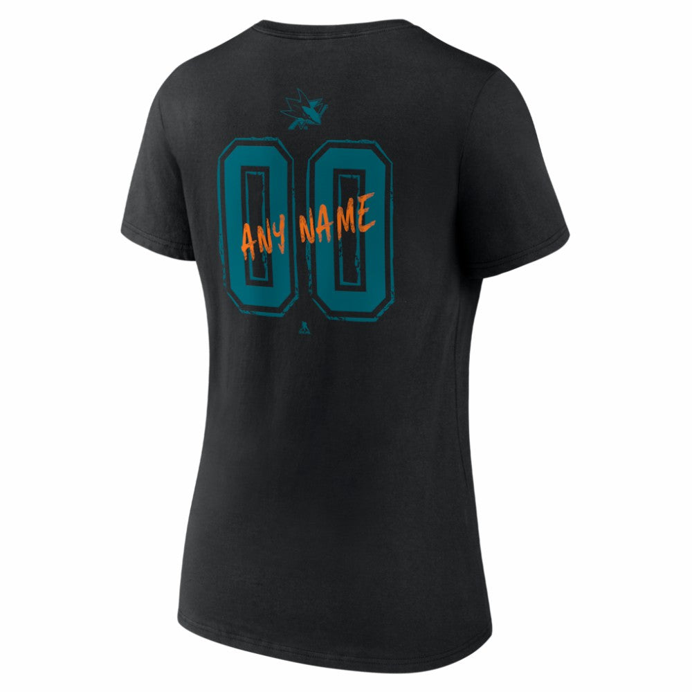 San Jose Sharks Women's Hustle Personalized Name & Number V-Neck T-Shirt Discount