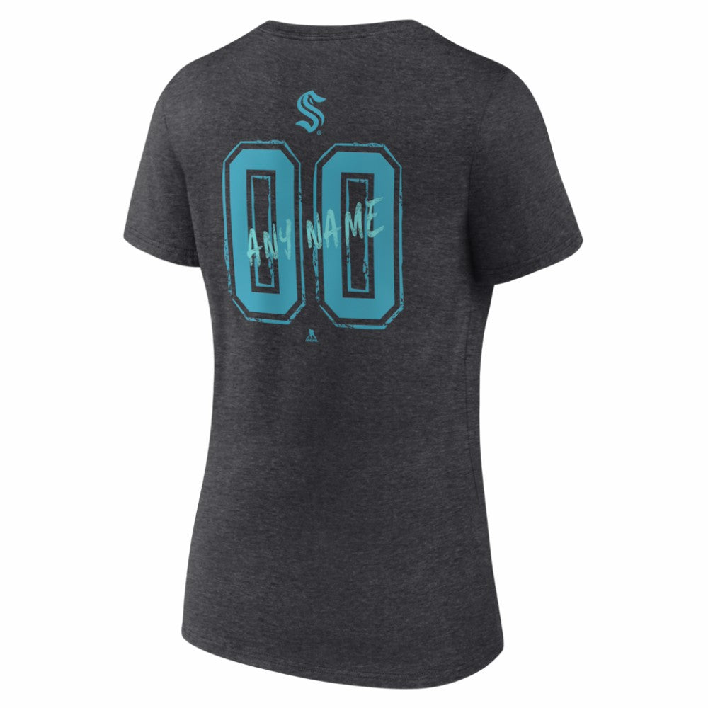 Seattle Kraken Women's Hustle Personalized Name & Number V-Neck T-Shirt Discount