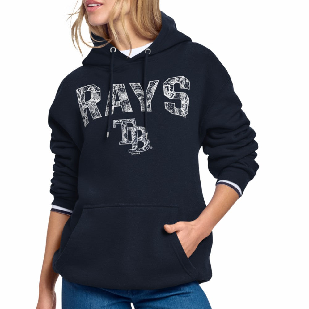Tampa Bay Rays Starter Women's Lace Team Lockup Fleece Hoodie | MLB New